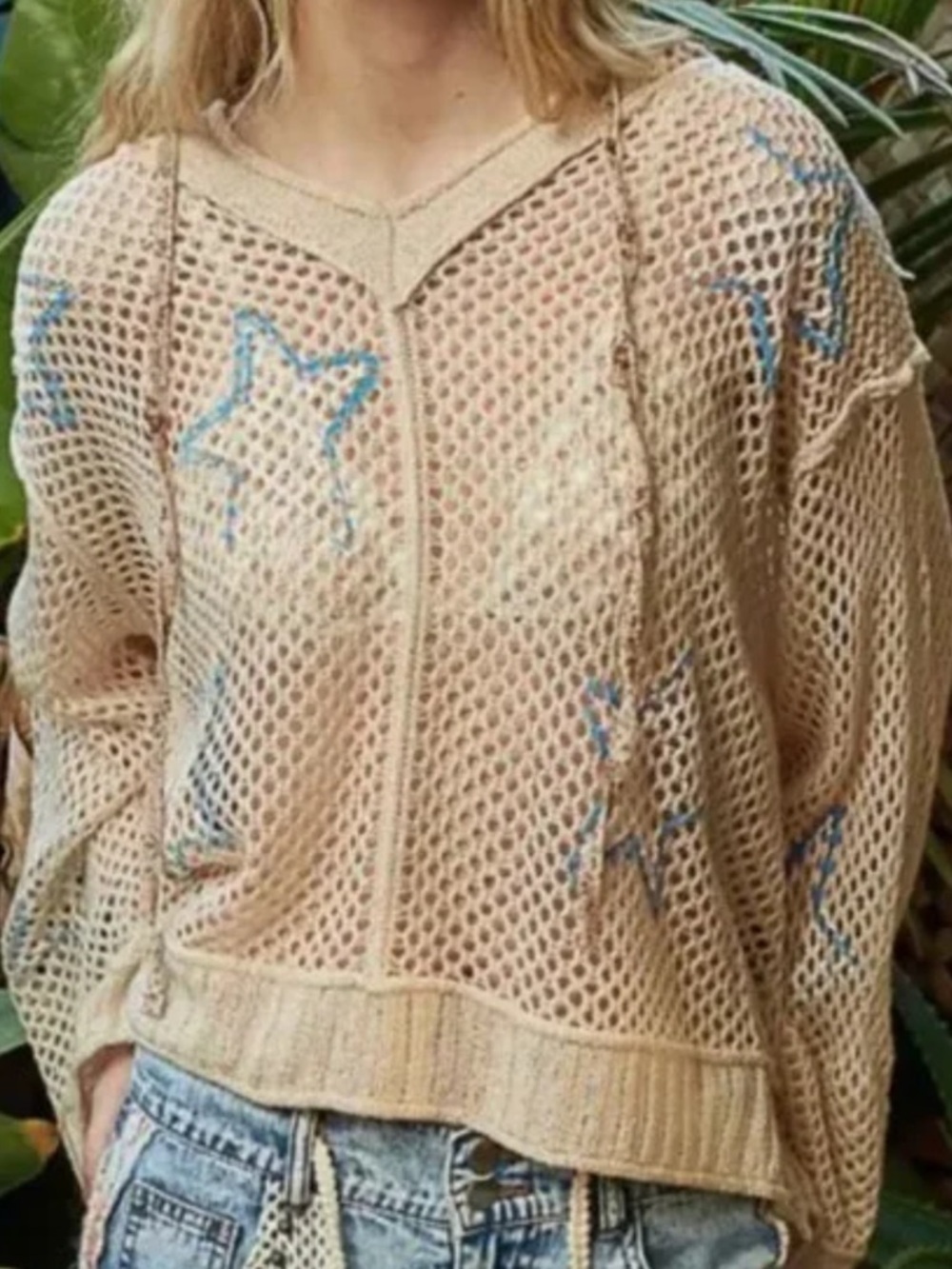 Pol Star Patch Mesh Hoodie Sweater